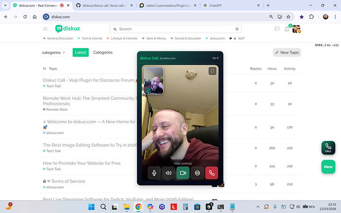 videocall on desktop (standard widget)