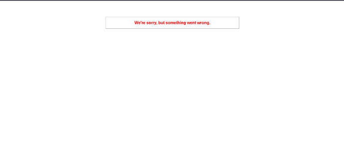 L'immagine mostra una pagina bianca con un pulsante bordato di rosso contenente il testo "Siamo spiacenti, si è verificato un errore." (Sottotitolato dall'IA)