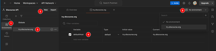 AI 自动标注:此图像描绘了 Postman API 网络平台的屏幕截图,展示了一个深灰色界面,其中包含用于管理 API 网络的各种工具和菜单。