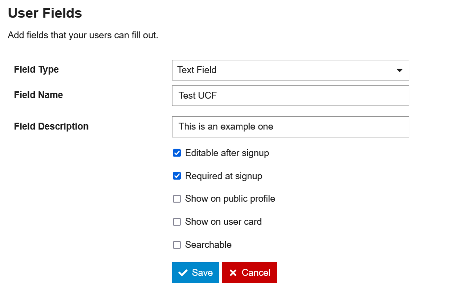 test user custom field