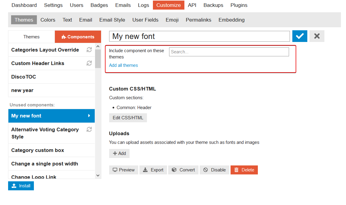 Add theme component