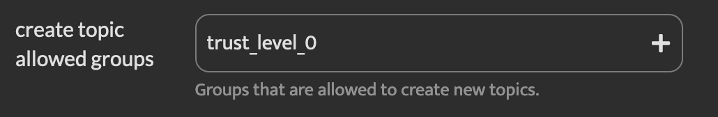 new topic creation trust tier setting