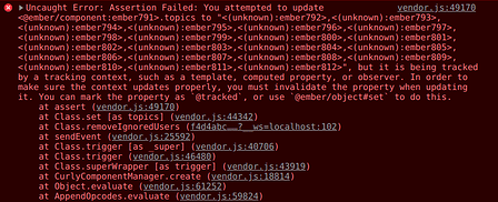 Ember console error. Attempting to update a tracked property