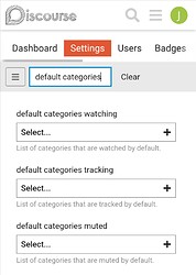 category defaults