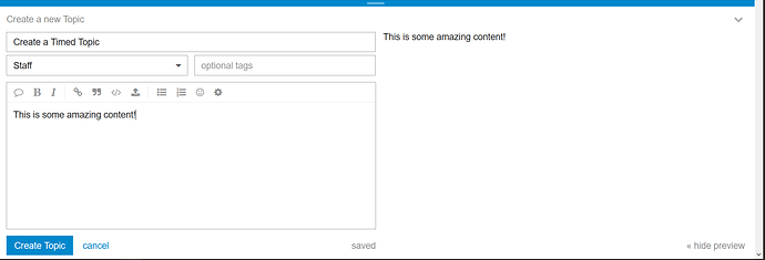 Create Topic interface