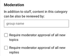 Kategorieeinstellungen - Moderation