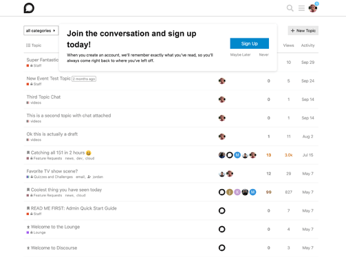 topic list page