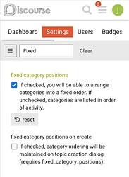 Fixed Category Admin Settings