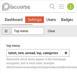 top menu