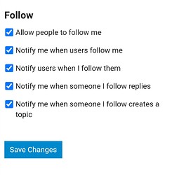 Preferences Notifications Follow