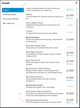 popular theme install tab