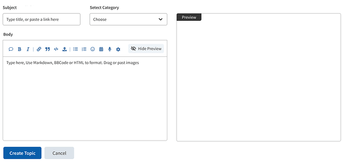 Create Topic Preview