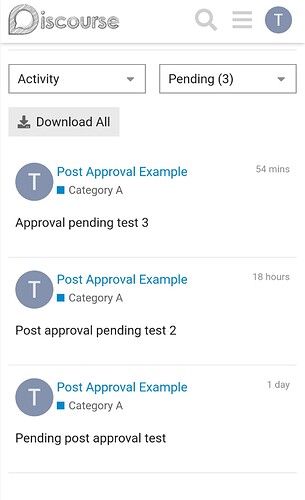 Activity/Pending Posts