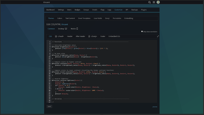 Dopo: l'editor ha la nuova palette scura