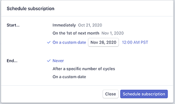 schedule subscription