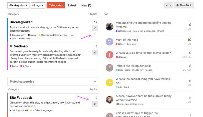 category tracking toggle example