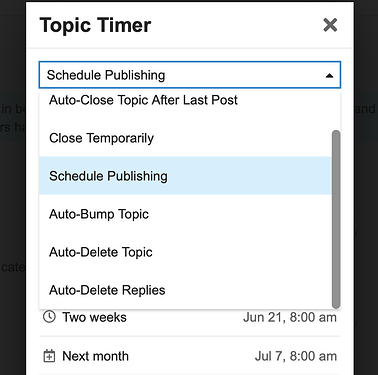 Schedule Publishing option