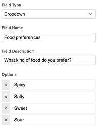 Dropdown user field options