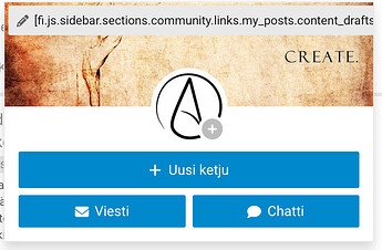 L'image présente une interface de page Web avec un graphique « CRÉER » proéminent et des options pour créer du nouveau contenu, afficher des publications ou engager une conversation. (Légendé par l'IA)