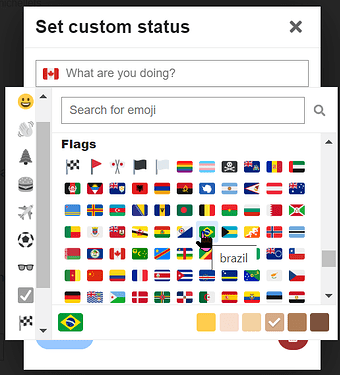 Flag / Nationality emoji in a Custom User Status