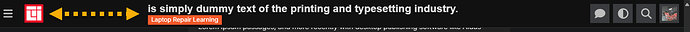 The image shows a laptop screen with an animated text reading "simply dummy text of the printing and typesetting industry," alongside a playback control bar at the bottom. (Captioned by AI)