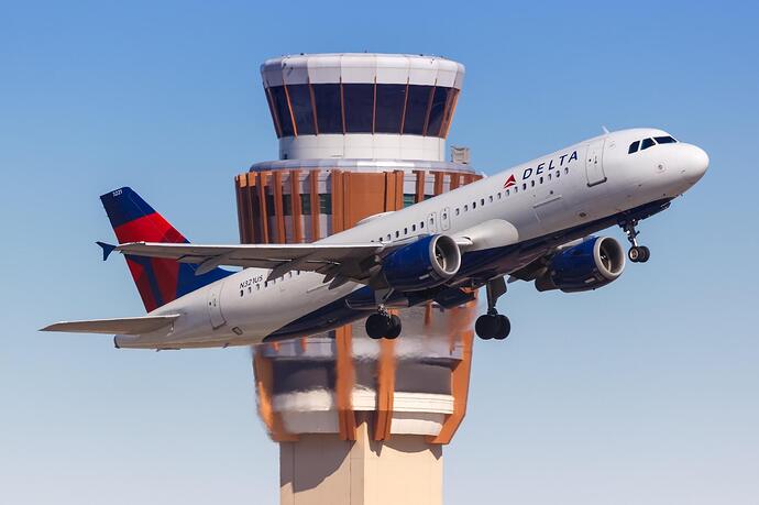 达美航空 A320-200 离开明尼阿波利斯-圣保罗。