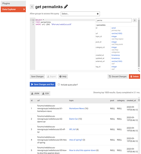 Data explorer get permalinks