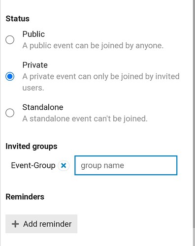 create event modal