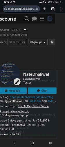 تُظهر الصورة واجهة مستخدم من منتدى مناقشة يتميز بمحادثة مع المستخدم NateDhaliwal وتعرض بعض المعلومات والروابط المتعلقة بالكود. (تم التقاطه بواسطة الذكاء الاصطناعي)