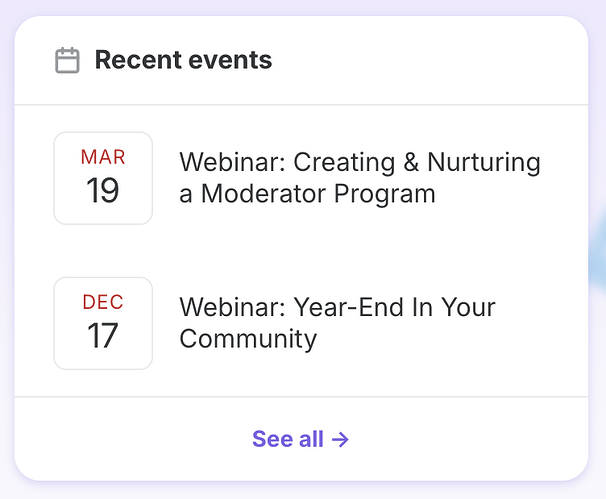 Upcoming/Recent Events