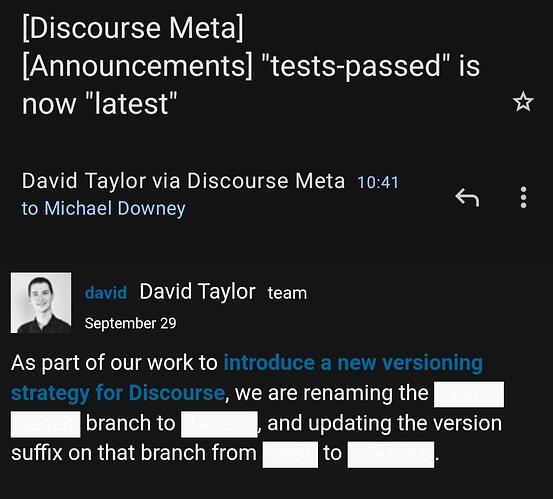 Скриншот описанной проблемы из поста объявления Discourse Meta, полученного в профиле целевой системы.