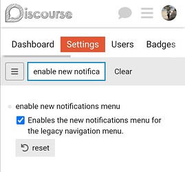 enable new notifications menu