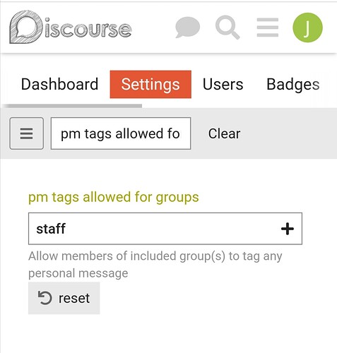 pm tags allowed for groups
