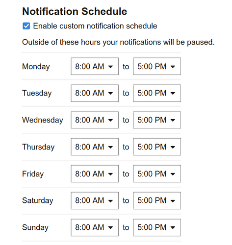 user profile notification schedule feature