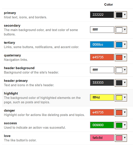 admin color scheme page