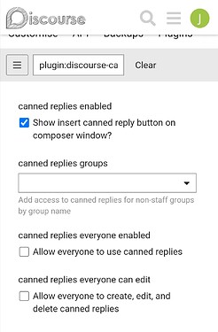 canned replies admin settings