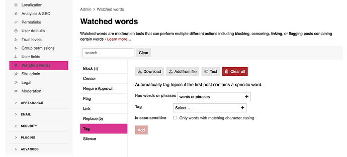Watched Words > Tag