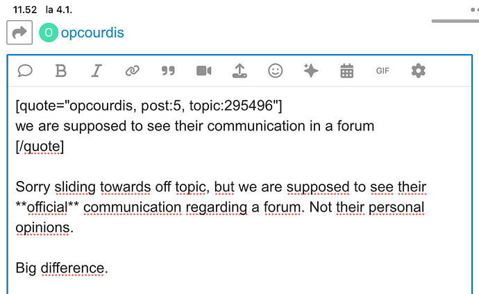 Uma discussão em fórum defendendo a suposta comunicação oficial de um fórum. (Legenda por IA)