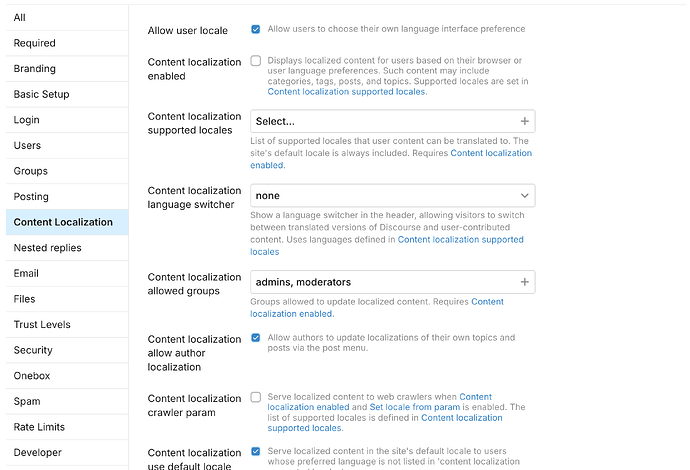 content localization settings
