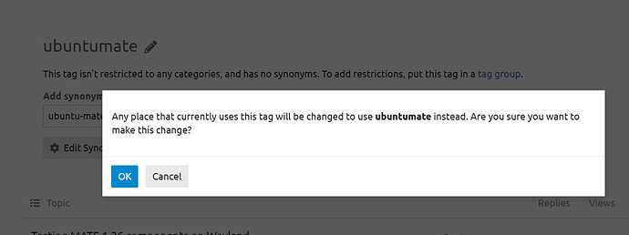 L'immagine mostra una pagina del tracker di problemi di GitHub con una notifica di avviso che suggerisce di cambiare il tag "ubuntu-mate" in "ubuntu-matrix" e chiede conferma per eseguire lo scambio. (Didascalia dell'IA)