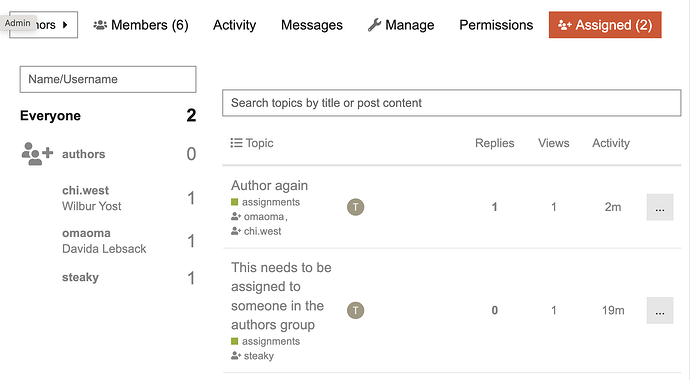 group assigned page
