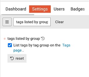 tags listed by group