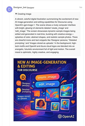 La imagen muestra una interfaz de computadora animada de gpt-image-1 de OpenAI, con ilustraciones digitales coloridas e ilustraciones de generación de imágenes de IA llamadas 'create_image' y 'edit_image' con elementos de interfaz de usuario brillantes y resplandecientes e imágenes de muestra dinámicas. (Subtitulado por IA)