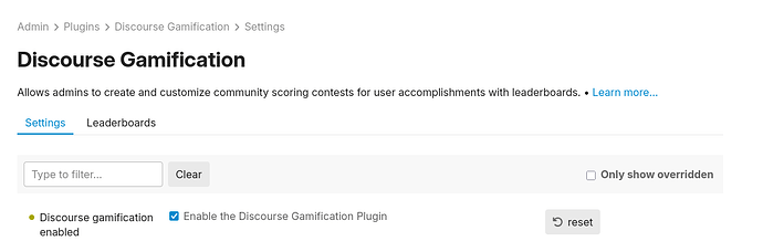 L'image montre la page des paramètres 'Discourse Gamification', qui permet aux administrateurs de créer et de personnaliser des concours de scores communautaires et d'afficher des classements pour les réalisations des utilisateurs, disponibles dans la section Admin > Plugins > Discourse Gamification. (Légendé par l'IA)