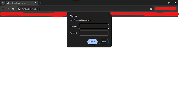 A screenshot displays a sign-in page for the Discourse review website, showing fields for username and password with "Sign In" and "Cancel" buttons. (Captioned by AI)