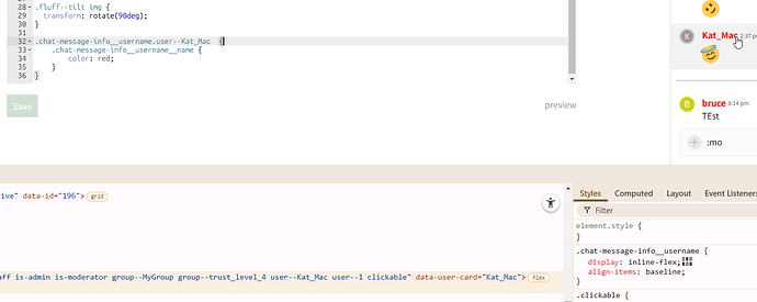 Cette image montre une capture d'écran d'une interface d'édition de code affichant du code HTML et JavaScript pour une application de chat, mettant en évidence les messages des utilisateurs et leurs styles correspondants. (Légendé par l'IA)
