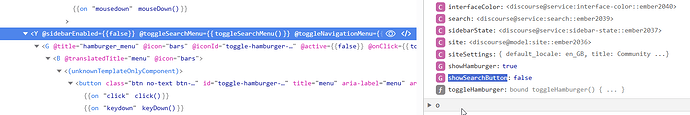 Cette image montre un segment de code HTML et AngularJS pour un menu hamburger avec divers écouteurs d'événements et liaisons impliquant des services et des modèles Discourse. (Légendé par l'IA)