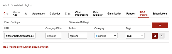 RSS Feed configuration