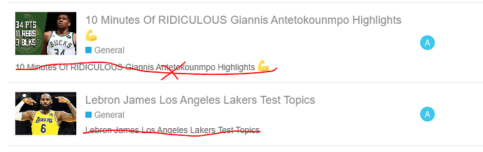 L'image montre des titres avec des images et du texte sur Giannis Antetokounmpo et LeBron James, mettant en évidence leurs performances et divers sujets de contenu de test. (Légendé par l'IA)