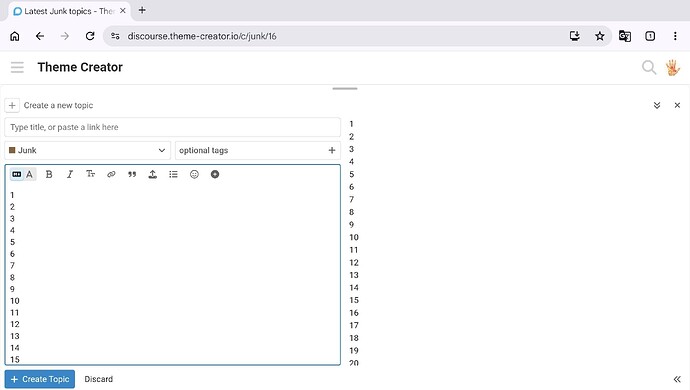 Maximierter Editor - 15 Zeilen sichtbar